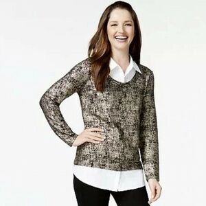 Style & Co Festive Shine Gold Foil Layered‎ Look Tunic Size 3X NWT